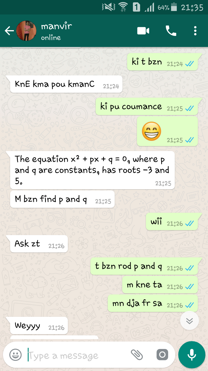 Question image for X2 +px +q =o where both are constant and have root